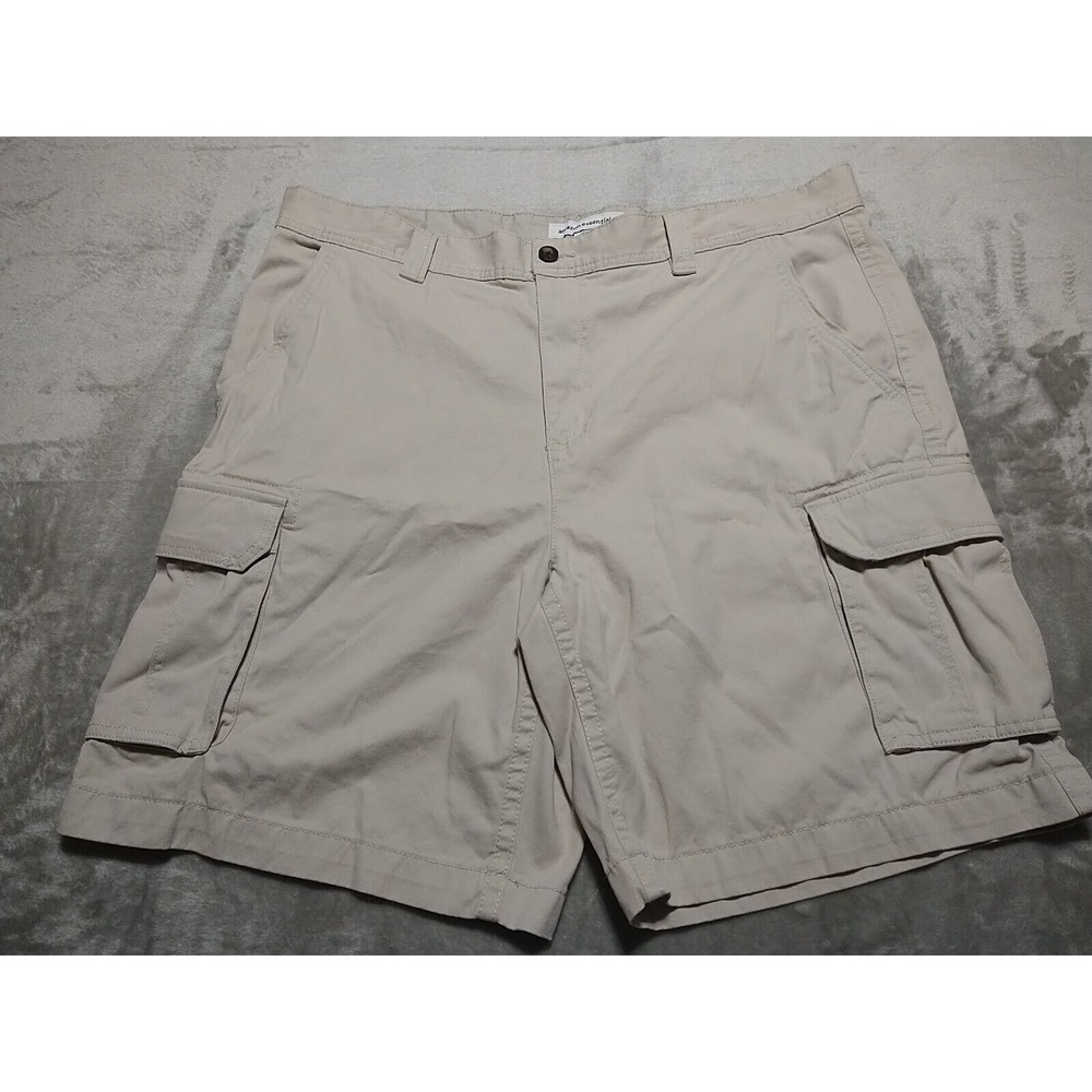 Amazon Essentials Cargo Shorts Men W42 L9 Khaki Beige Hiking Outdoor‎ Cotton...